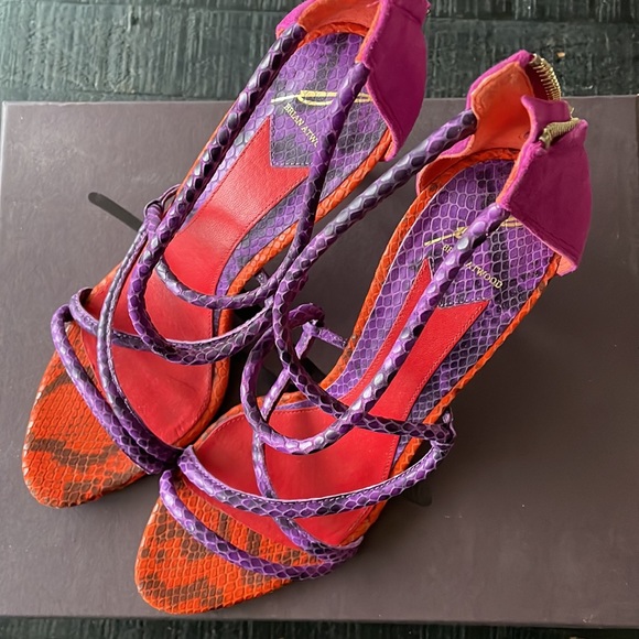 BRIAN ATWOOD Estefania Tricolor Snake Heels 8.5 - Picture 2 of 6